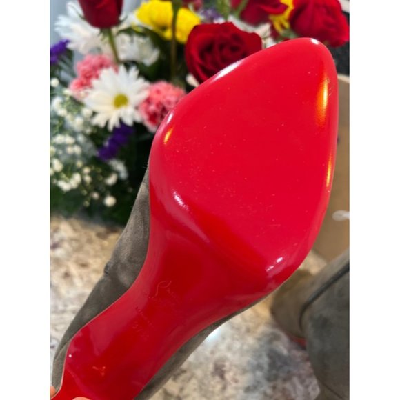 Christian Louboutin So Eleonor Velour Ankle Boots in Silex Gray EU:37.5/US:7.5 - Picture 9 of 12